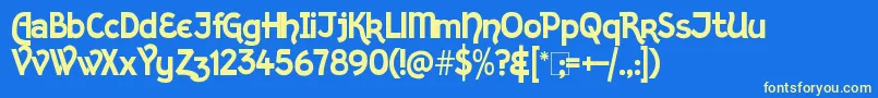 KingthingsSans Font – Yellow Fonts on Blue Background