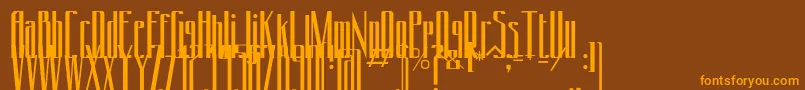 フォントConydecor – オレンジ色の文字が茶色の背景にあります。