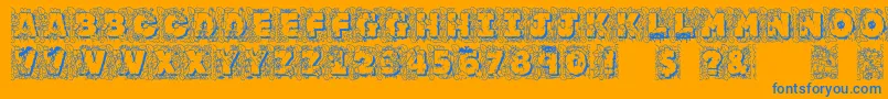 Jfjunglerock-Schriftart – Blaue Schriften auf orangefarbenem Hintergrund