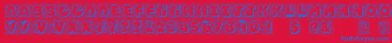 Jfjunglerock-Schriftart – Blaue Schriften auf rotem Hintergrund