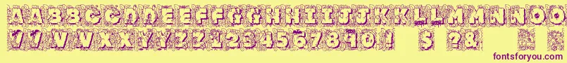 Jfjunglerock Font – Purple Fonts on Yellow Background