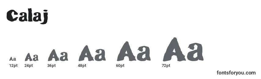 Размеры шрифта Calaj