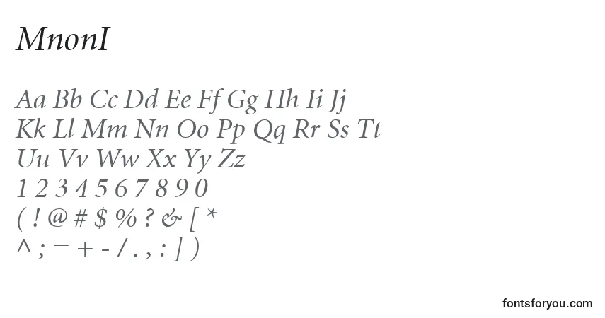 MnonIフォント–アルファベット、数字、特殊文字