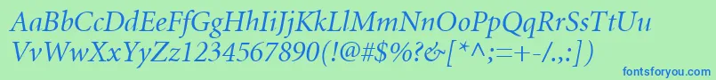 MnonI Font – Blue Fonts on Green Background