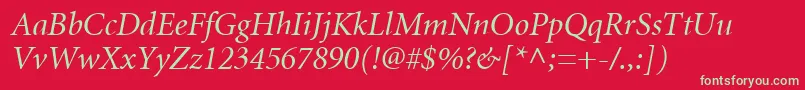 MnonI Font – Green Fonts on Red Background