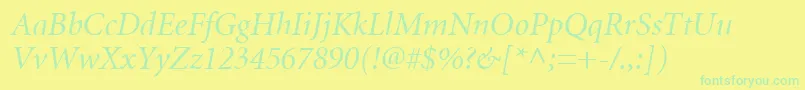 MnonI Font – Green Fonts on Yellow Background