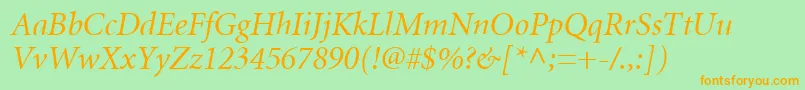 MnonI Font – Orange Fonts on Green Background