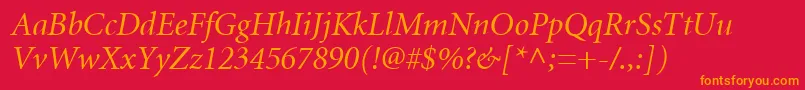 MnonI Font – Orange Fonts on Red Background