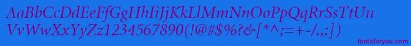 MnonI Font – Purple Fonts on Blue Background