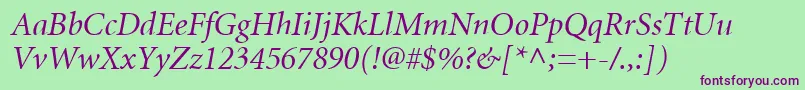MnonI Font – Purple Fonts on Green Background