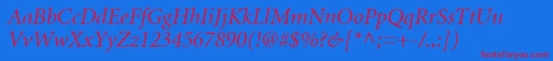 MnonI Font – Red Fonts on Blue Background