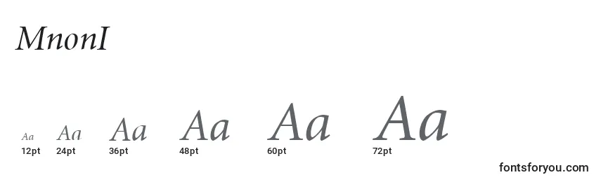 MnonI Font Sizes