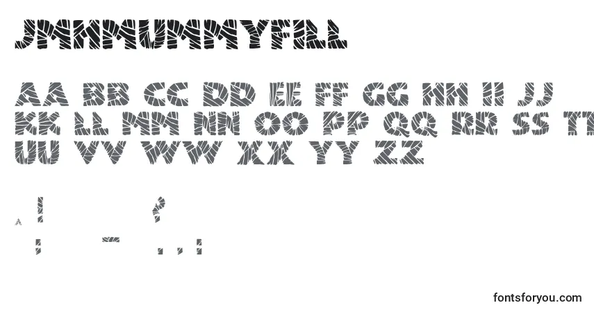 Schriftart JmhMummyFill (26539) – Alphabet, Zahlen, spezielle Symbole