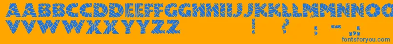 JmhMummyFill-Schriftart – Blaue Schriften auf orangefarbenem Hintergrund