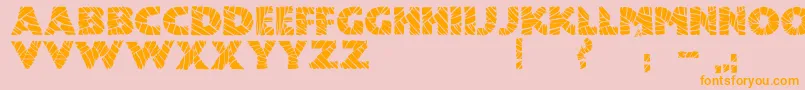 フォントJmhMummyFill – オレンジの文字がピンクの背景にあります。