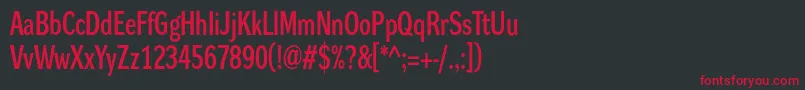 フォントDynagrotesklcBold – 黒い背景に赤い文字