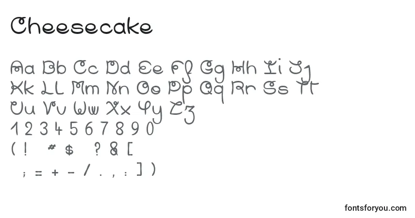 Schriftart Cheesecake – Alphabet, Zahlen, spezielle Symbole