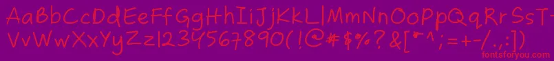 Zakirahscasual-Schriftart – Rote Schriften auf violettem Hintergrund