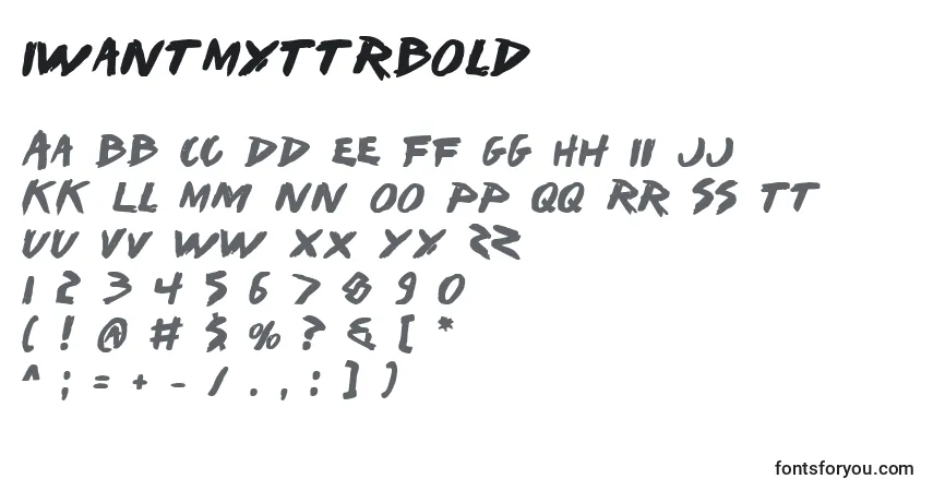 Schriftart IWantMyTtrBold – Alphabet, Zahlen, spezielle Symbole