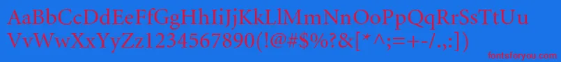 MinioncyrRegular Font – Red Fonts on Blue Background