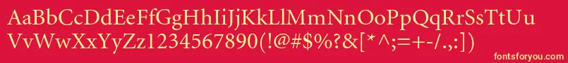 Шрифт MinioncyrRegular – жёлтые шрифты на красном фоне