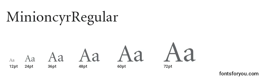 Размеры шрифта MinioncyrRegular