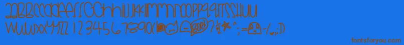 Godsmonsters-Schriftart – Braune Schriften auf blauem Hintergrund