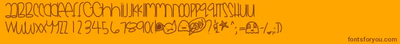 Więcej informacji o czcionce Godsmonsters Czcionka Godsmonsters – brązowe czcionki na pomarańczowym tle