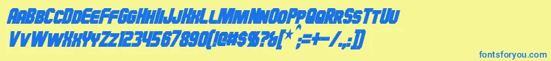 HauserCondensedBoldItalic Font – Blue Fonts on Yellow Background