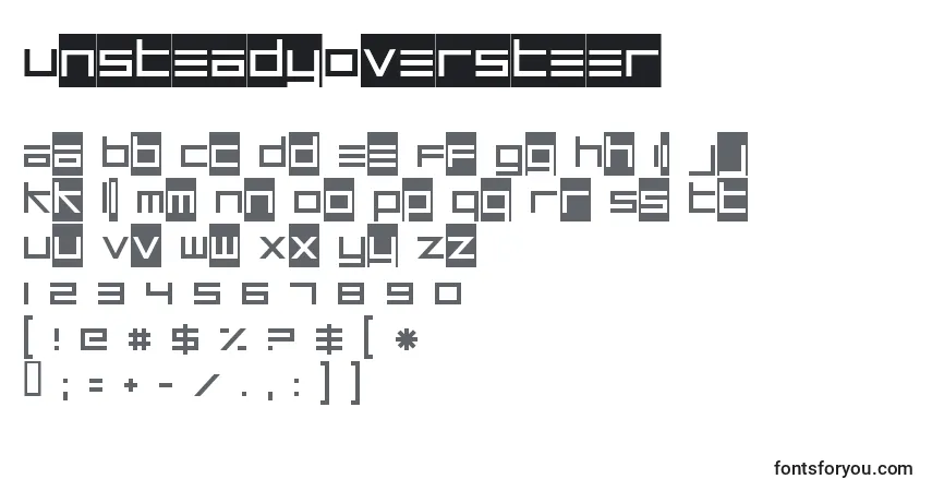 Schriftart UnsteadyOversteer – Alphabet, Zahlen, spezielle Symbole