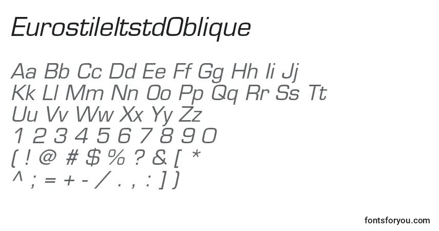 Schriftart EurostileltstdOblique – Alphabet, Zahlen, spezielle Symbole