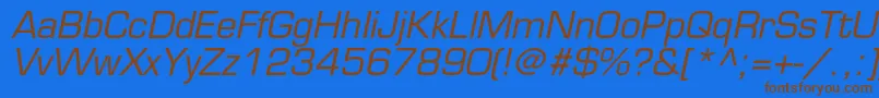 EurostileltstdOblique Font – Brown Fonts on Blue Background