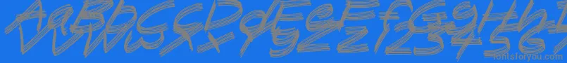 SandscrapeItalic-Schriftart – Graue Schriften auf blauem Hintergrund