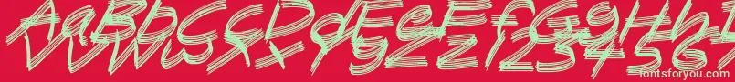 Fonte SandscrapeItalic – fontes verdes em um fundo vermelho