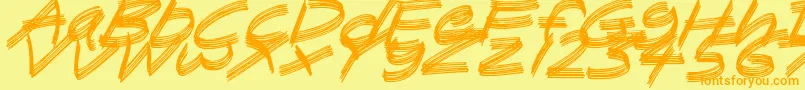 SandscrapeItalic-fontti – oranssit fontit keltaisella taustalla