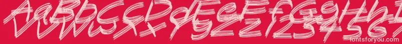 SandscrapeItalic-fontti – vaaleanpunaiset fontit punaisella taustalla