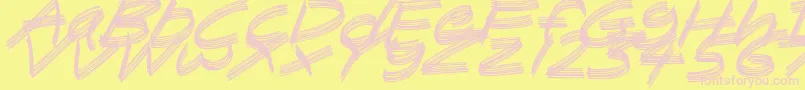 Fonte SandscrapeItalic – fontes rosa em um fundo amarelo