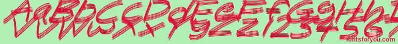 SandscrapeItalic Font – Red Fonts on Green Background
