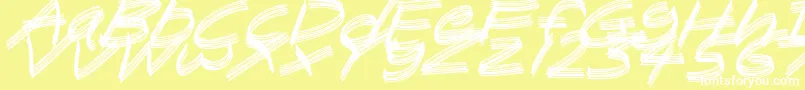 フォントSandscrapeItalic – 黄色い背景に白い文字