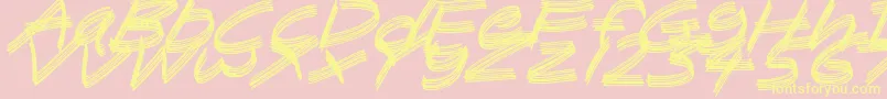 SandscrapeItalic-fontti – keltaiset fontit vaaleanpunaisella taustalla