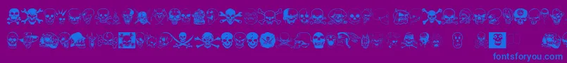 Skullx-Schriftart – Blaue Schriften auf violettem Hintergrund