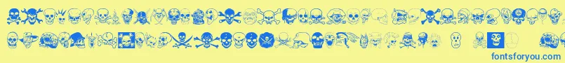 Skullx Font – Blue Fonts on Yellow Background