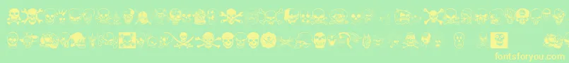 Skullx-Schriftart – Gelbe Schriften auf grünem Hintergrund