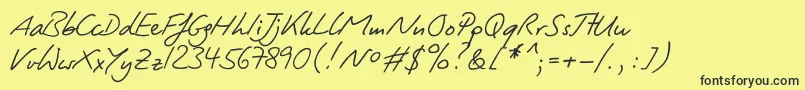 Lightpen-Schriftart – Schwarze Schriften auf gelbem Hintergrund