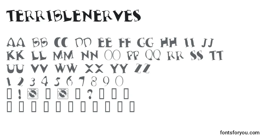 A fonte TerribleNerves – alfabeto, números, caracteres especiais