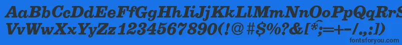E710RomanBolditalic-Schriftart – Schwarze Schriften auf blauem Hintergrund