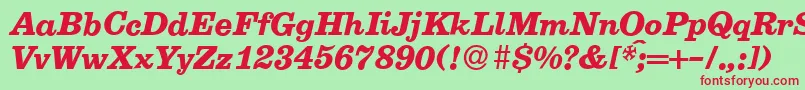 フォントE710RomanBolditalic – 赤い文字の緑の背景
