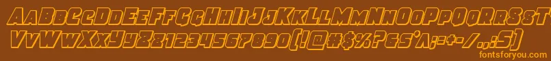 Justicecondout-Schriftart – Orangefarbene Schriften auf braunem Hintergrund