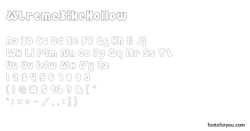 Шрифт XtremeBikeHollow – алфавит, цифры, специальные символы