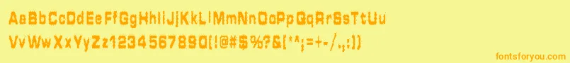 フォントHammt1 – オレンジの文字が黄色の背景にあります。